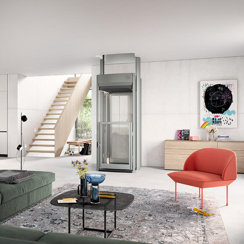 Wohnraum mit Lift Modell MyHome Lift im Hintergrund